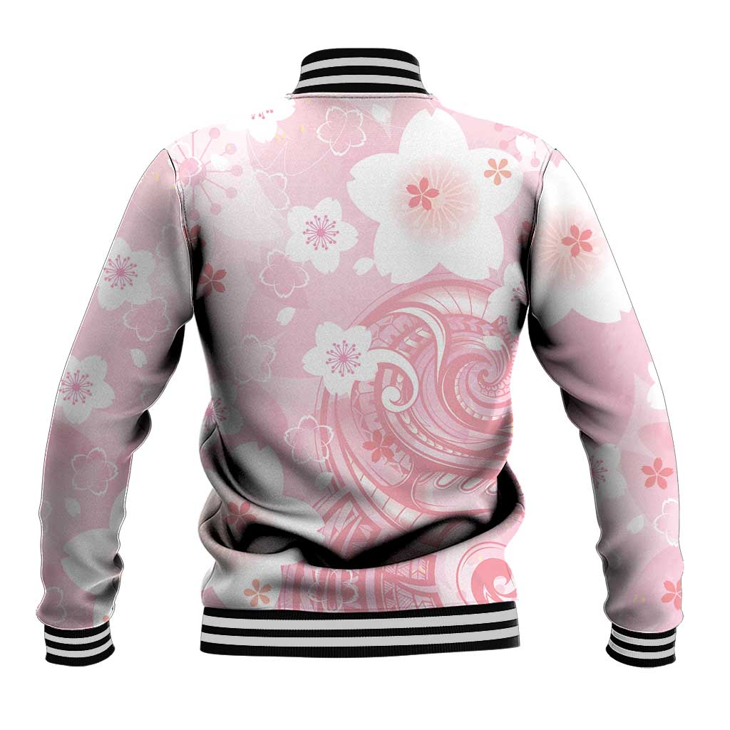 Japan Sakura Floral with Polynesian Vibe Baseball Jacket LT9 - Polynesian Pride
