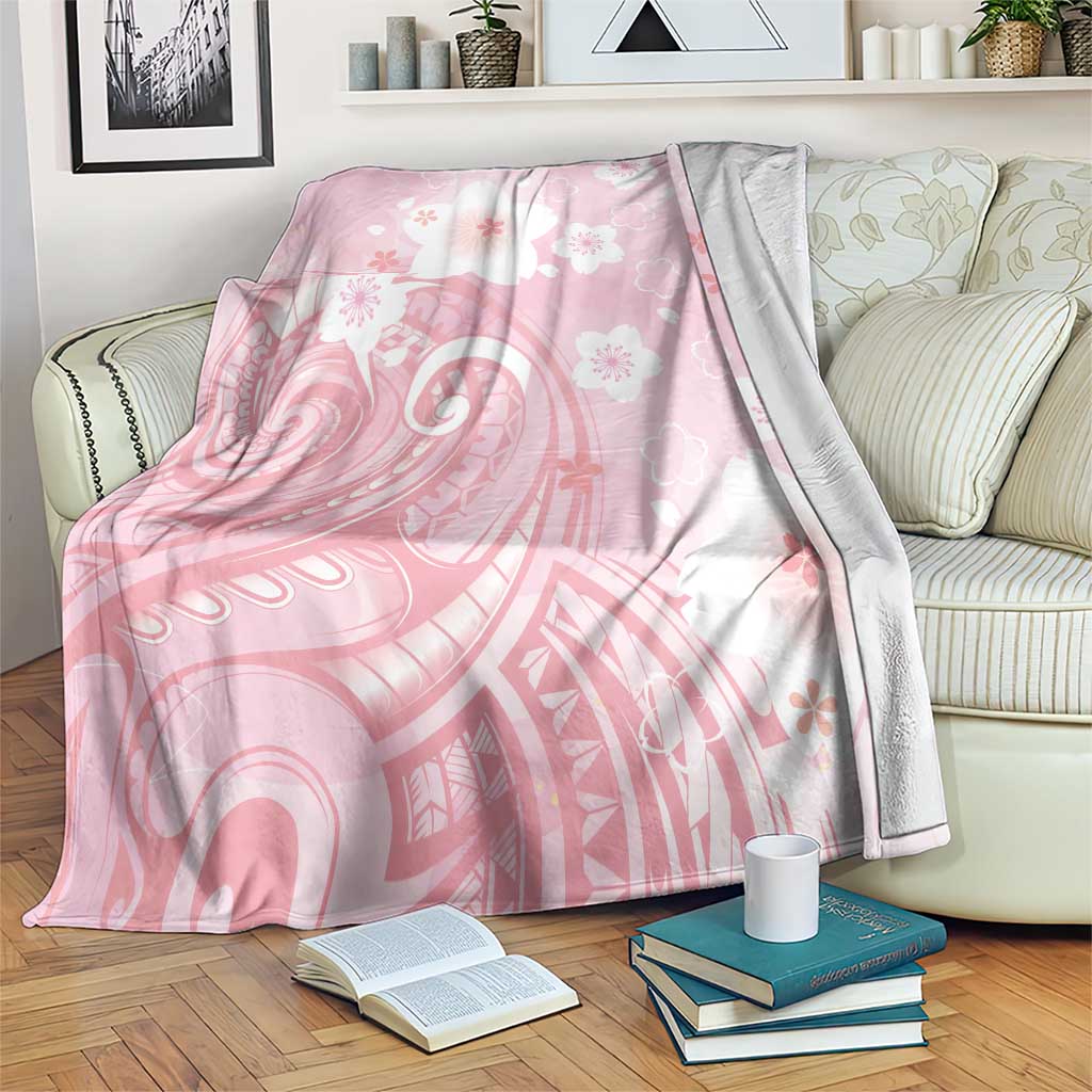 Japan Sakura Floral with Polynesian Vibe Blanket LT9 Pink - Polynesian Pride