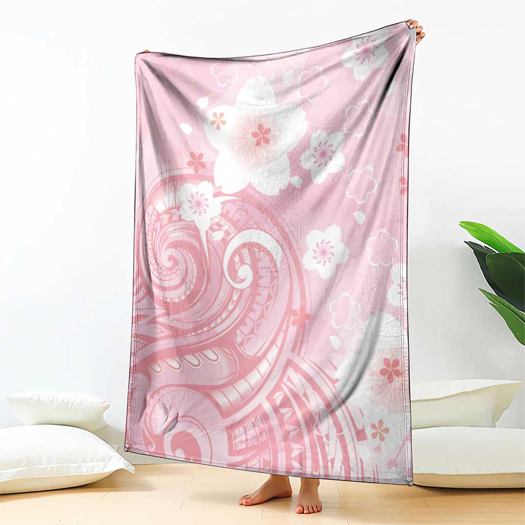 Japan Sakura Floral with Polynesian Vibe Blanket LT9 - Polynesian Pride