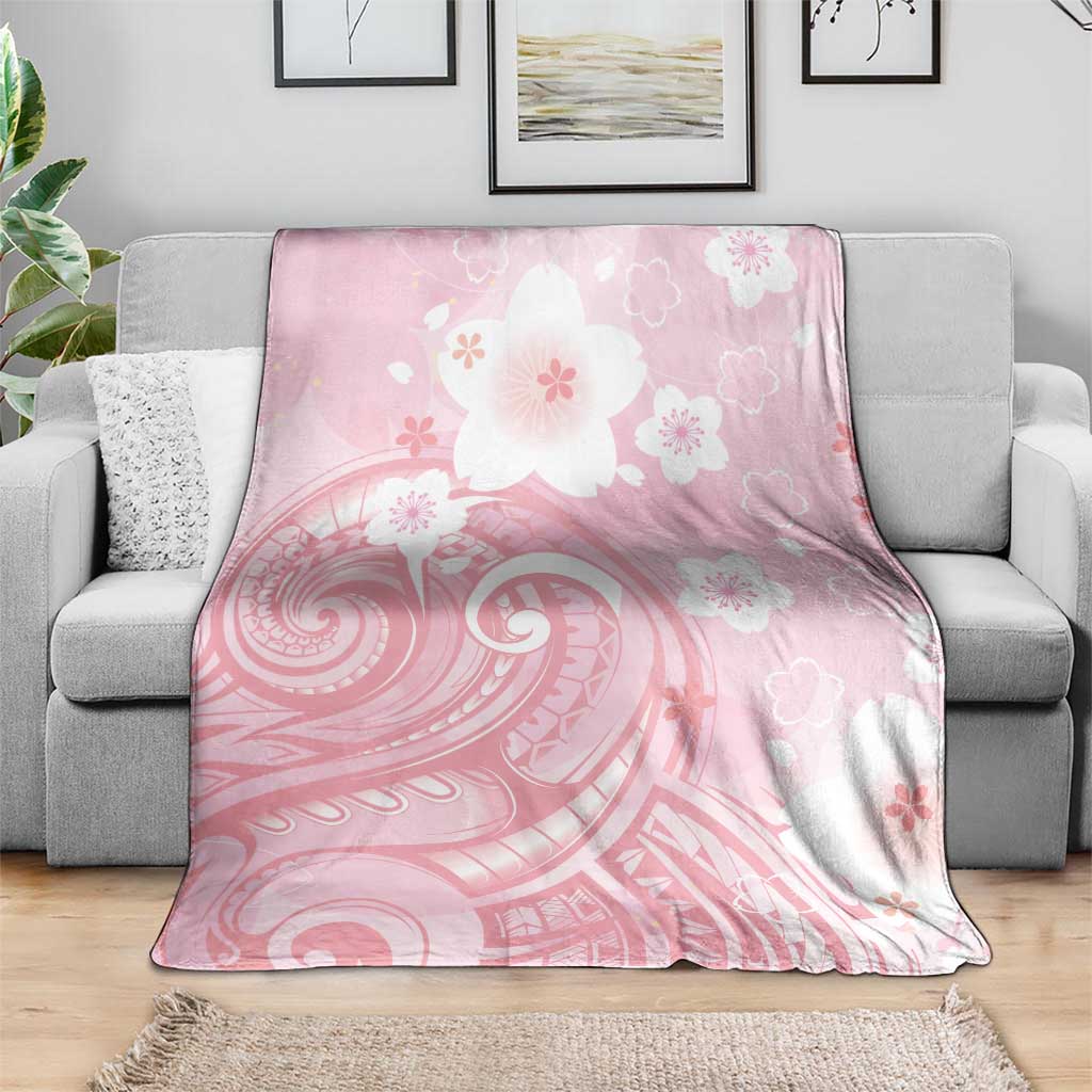 Japan Sakura Floral with Polynesian Vibe Blanket LT9 - Polynesian Pride