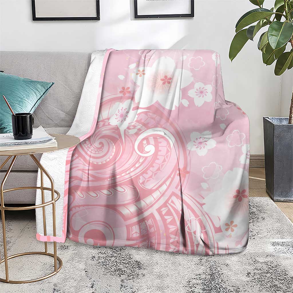 Japan Sakura Floral with Polynesian Vibe Blanket LT9 - Polynesian Pride