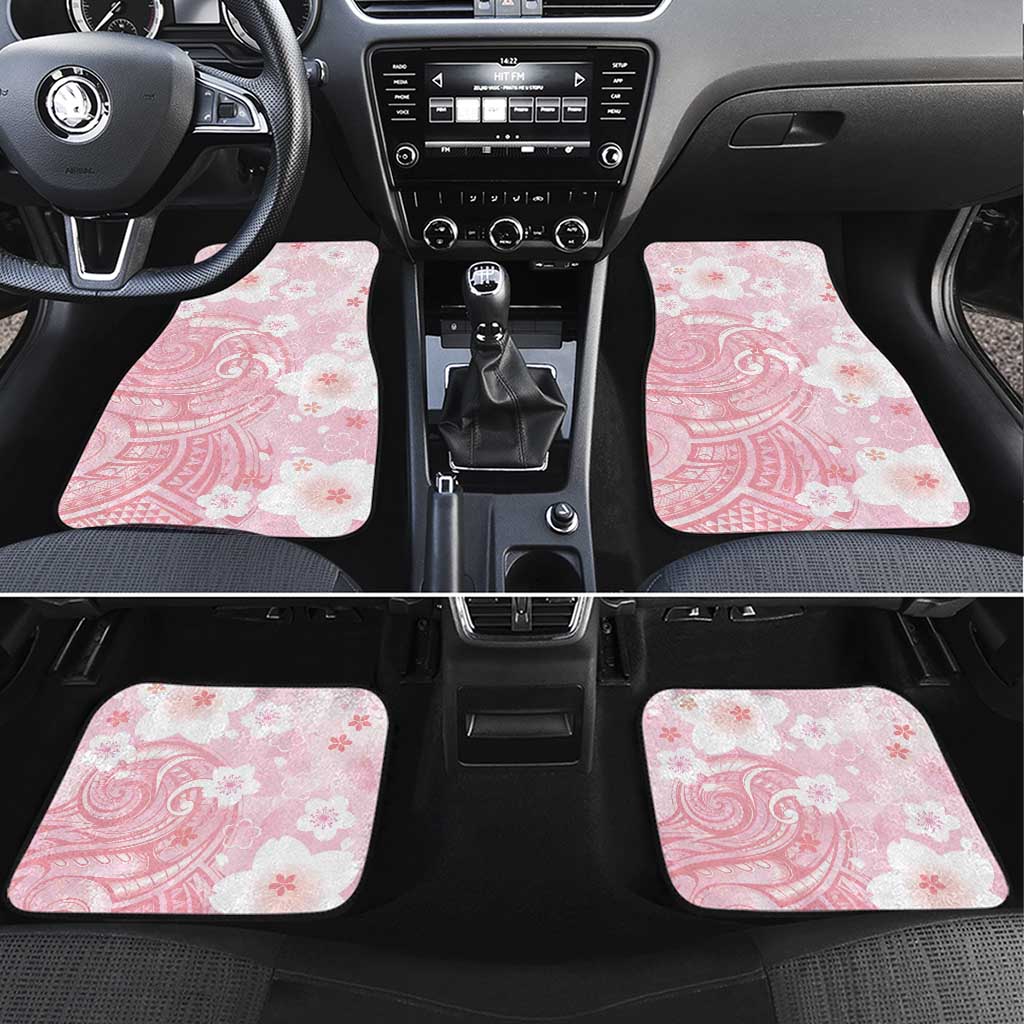 Japan Sakura Floral with Polynesian Vibe Car Mats LT9 Set 4pcs Pink - Polynesian Pride