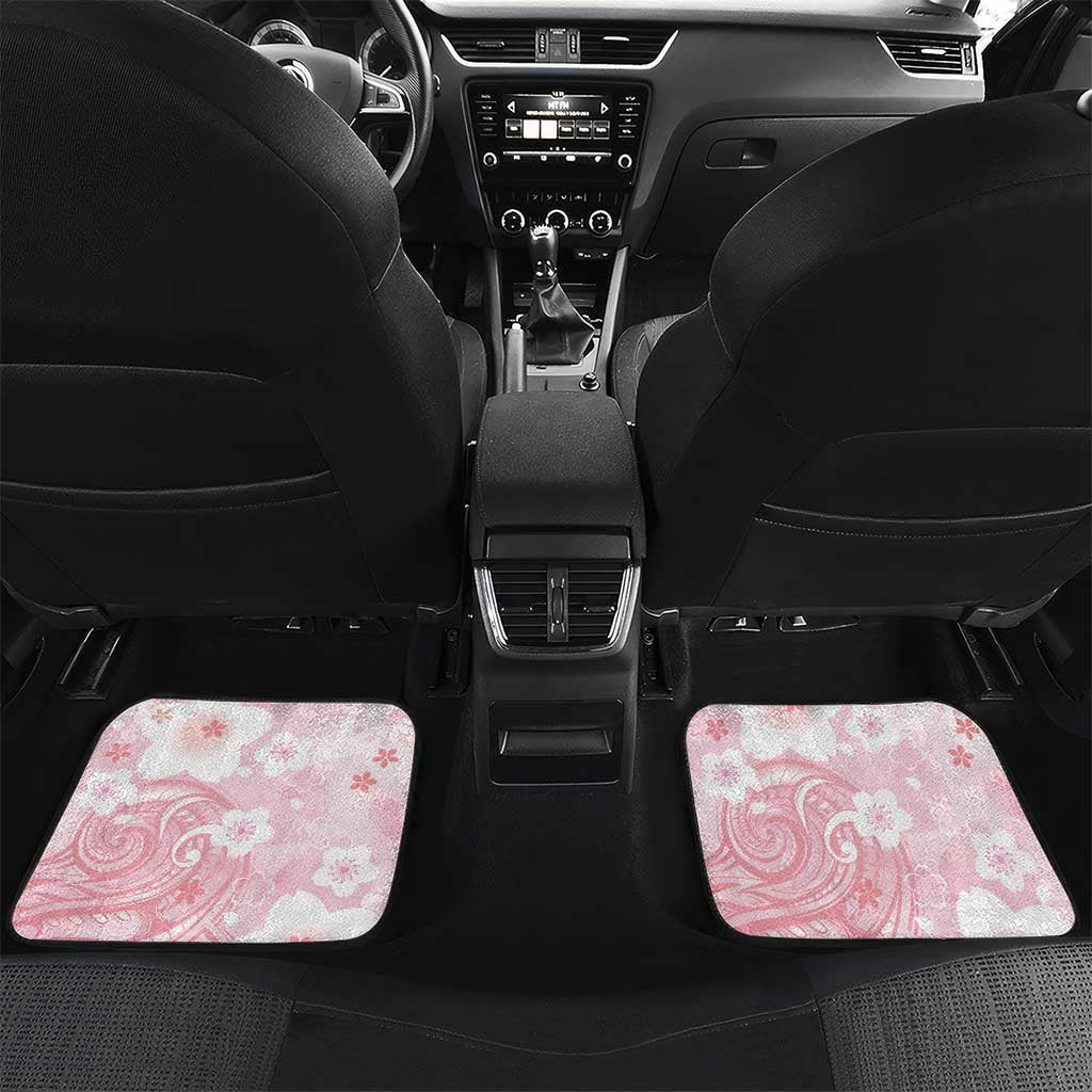 Japan Sakura Floral with Polynesian Vibe Car Mats LT9 Set 2pcs - Back Pink - Polynesian Pride