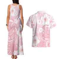 Japan Sakura Floral with Polynesian Vibe Couples Matching Tank Maxi Dress and Hawaiian Shirt LT9 - Polynesian Pride