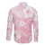 Japan Sakura Floral with Polynesian Vibe Family Matching Off The Shoulder Long Sleeve Dress and Hawaiian Shirt