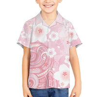 Japan Sakura Floral with Polynesian Vibe Family Matching Tank Maxi Dress and Hawaiian Shirt