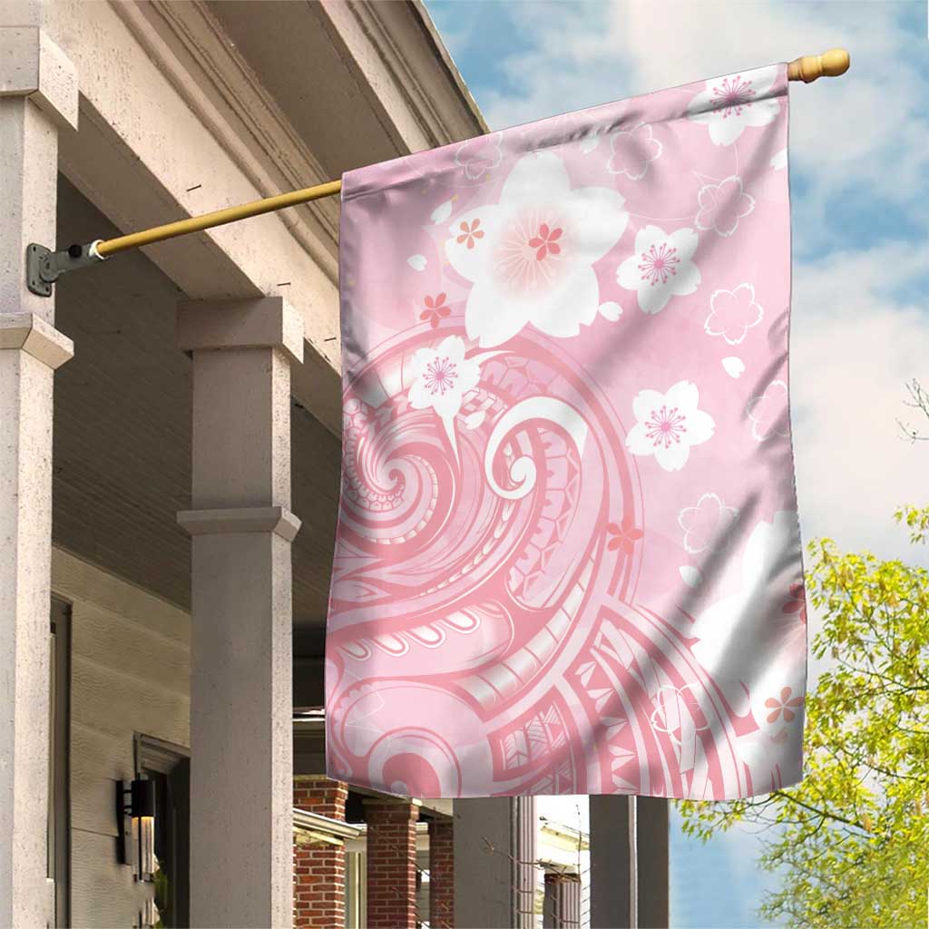 Japan Sakura Floral with Polynesian Vibe Garden Flag LT9 House Flag Pink - Polynesian Pride