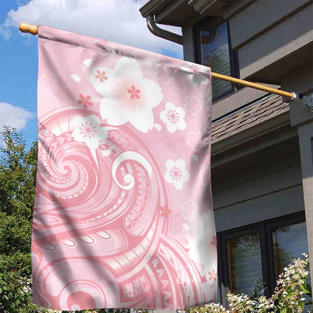Japan Sakura Floral with Polynesian Vibe Garden Flag LT9 - Polynesian Pride