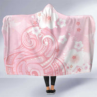 Japan Sakura Floral with Polynesian Vibe Hooded Blanket LT9 One Size Pink - Polynesian Pride