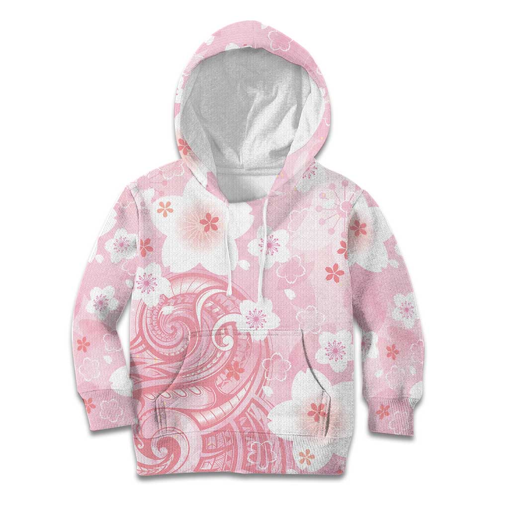 Japan Sakura Floral with Polynesian Vibe Kid Hoodie