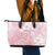 Japan Sakura Floral with Polynesian Vibe Leather Tote Bag