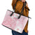 Japan Sakura Floral with Polynesian Vibe Leather Tote Bag