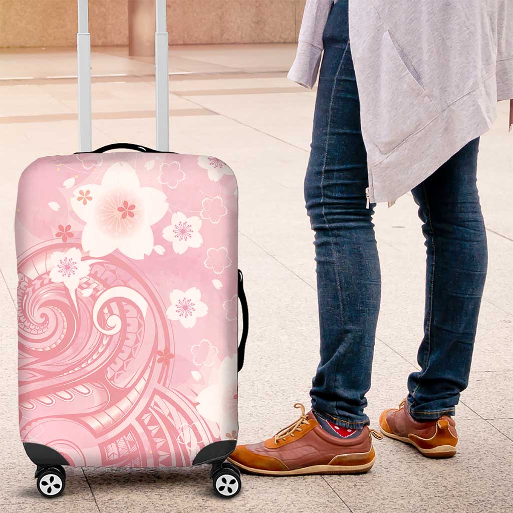 Japan Sakura Floral with Polynesian Vibe Luggage Cover