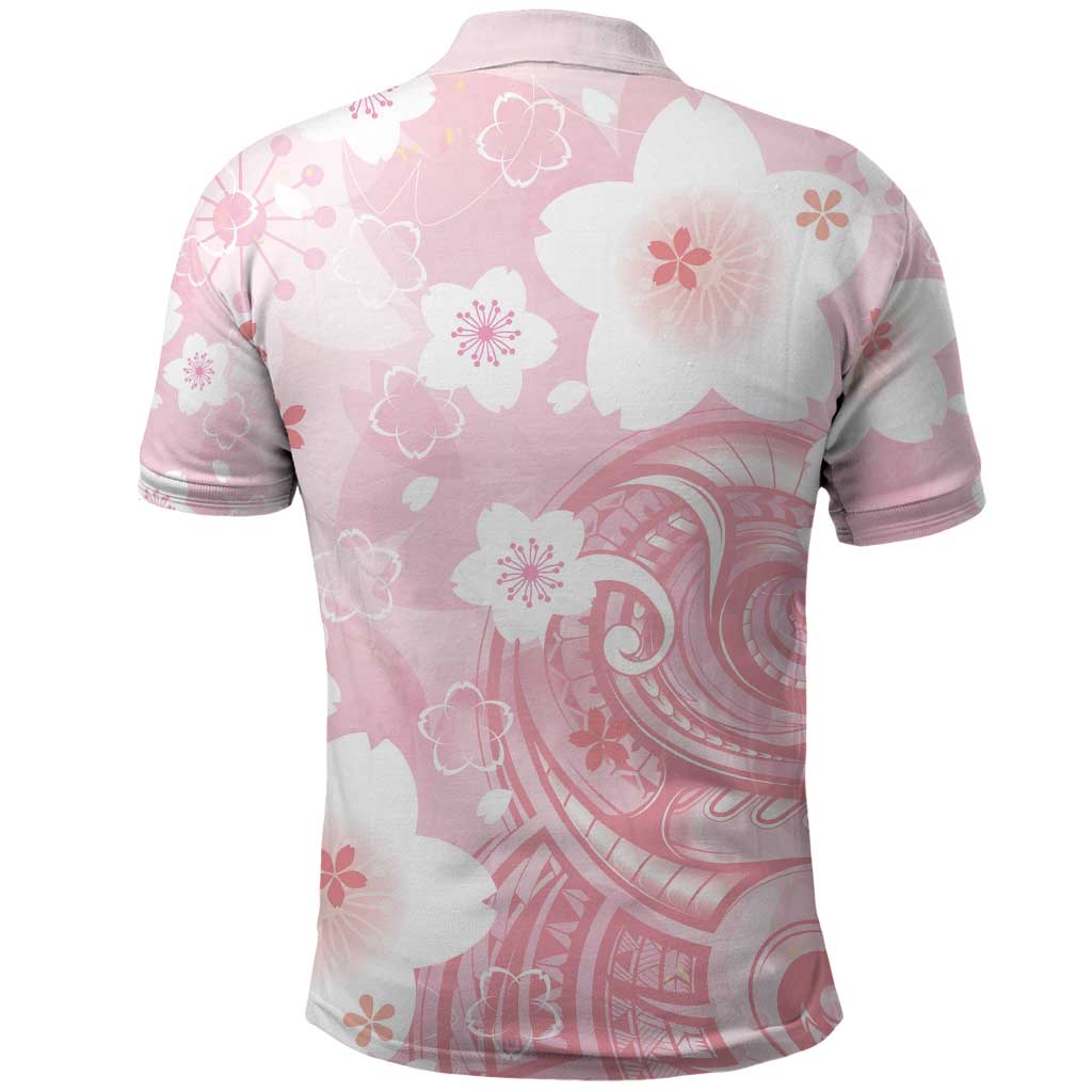 Japan Sakura Floral with Polynesian Vibe Polo Shirt