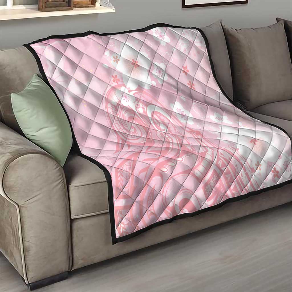 Japan Sakura Floral with Polynesian Vibe Quilt
