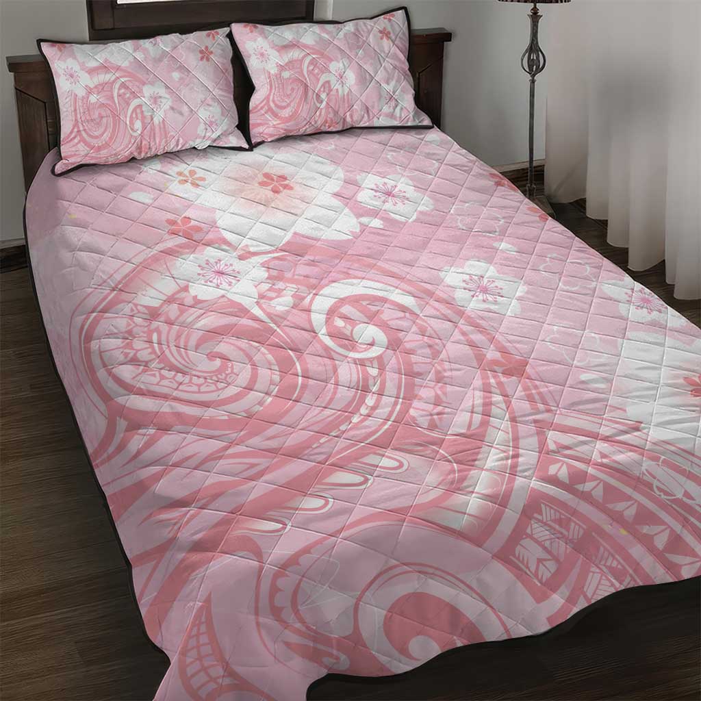 Japan Sakura Floral with Polynesian Vibe Quilt Bed Set LT9 Pink - Polynesian Pride