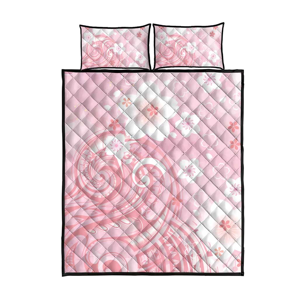 Japan Sakura Floral with Polynesian Vibe Quilt Bed Set LT9 - Polynesian Pride