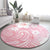 Japan Sakura Floral with Polynesian Vibe Round Carpet