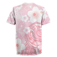 Japan Sakura Floral with Polynesian Vibe Rugby Jersey LT9 - Polynesian Pride