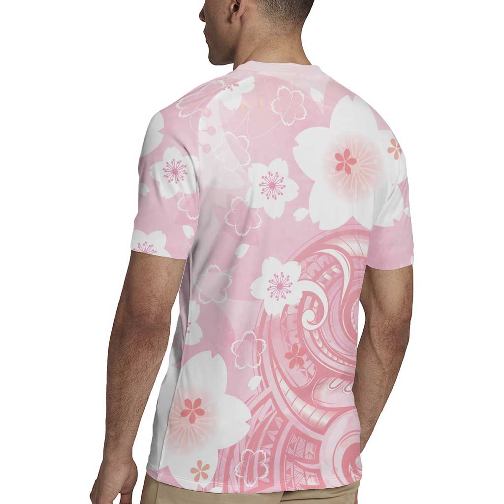 Japan Sakura Floral with Polynesian Vibe Rugby Jersey LT9 - Polynesian Pride