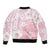 Japan Sakura Floral with Polynesian Vibe Sleeve Zip Bomber Jacket