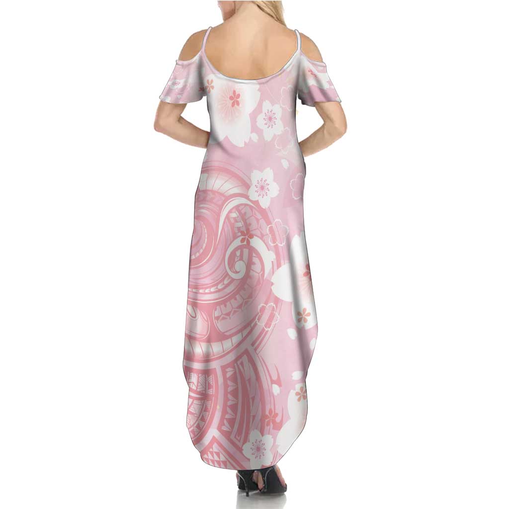 Japan Sakura Floral with Polynesian Vibe Summer Maxi Dress LT9 - Polynesian Pride