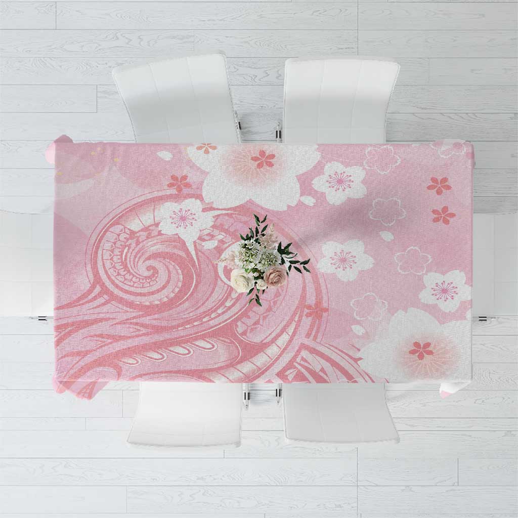 Japan Sakura Floral with Polynesian Vibe Tablecloth LT9 Pink - Polynesian Pride