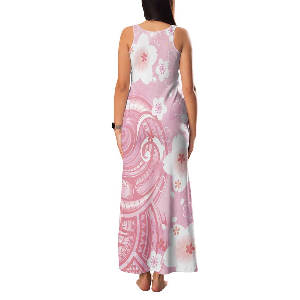 Japan Sakura Floral with Polynesian Vibe Tank Maxi Dress LT9 - Polynesian Pride