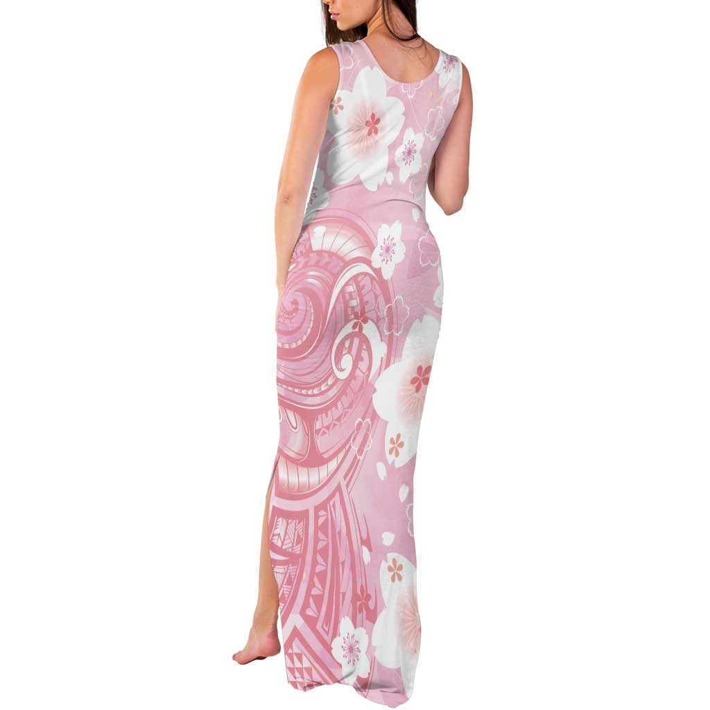 Japan Sakura Floral with Polynesian Vibe Tank Maxi Dress LT9 - Polynesian Pride