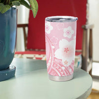 Japan Sakura Floral with Polynesian Vibe Tumbler Cup LT9 - Polynesian Pride