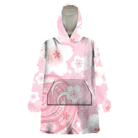 Japan Sakura Floral with Polynesian Vibe Wearable Blanket Hoodie LT9 One Size Pink - Polynesian Pride