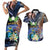 Marshall Islands Kwajalein Atoll Couples Matching Short Sleeve Bodycon Dress and Hawaiian Shirt Plumeria Sea Turtle with Polynesian Tribal