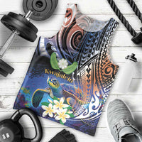 Marshall Islands Kwajalein Atoll Men Tank Top Plumeria Sea Turtle with Polynesian Tribal