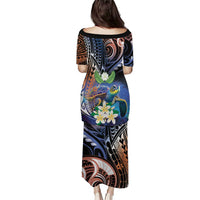 Marshall Islands Kwajalein Atoll Puletasi Plumeria Sea Turtle with Polynesian Tribal