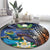 Marshall Islands Kwajalein Atoll Round Carpet Plumeria Sea Turtle with Polynesian Tribal