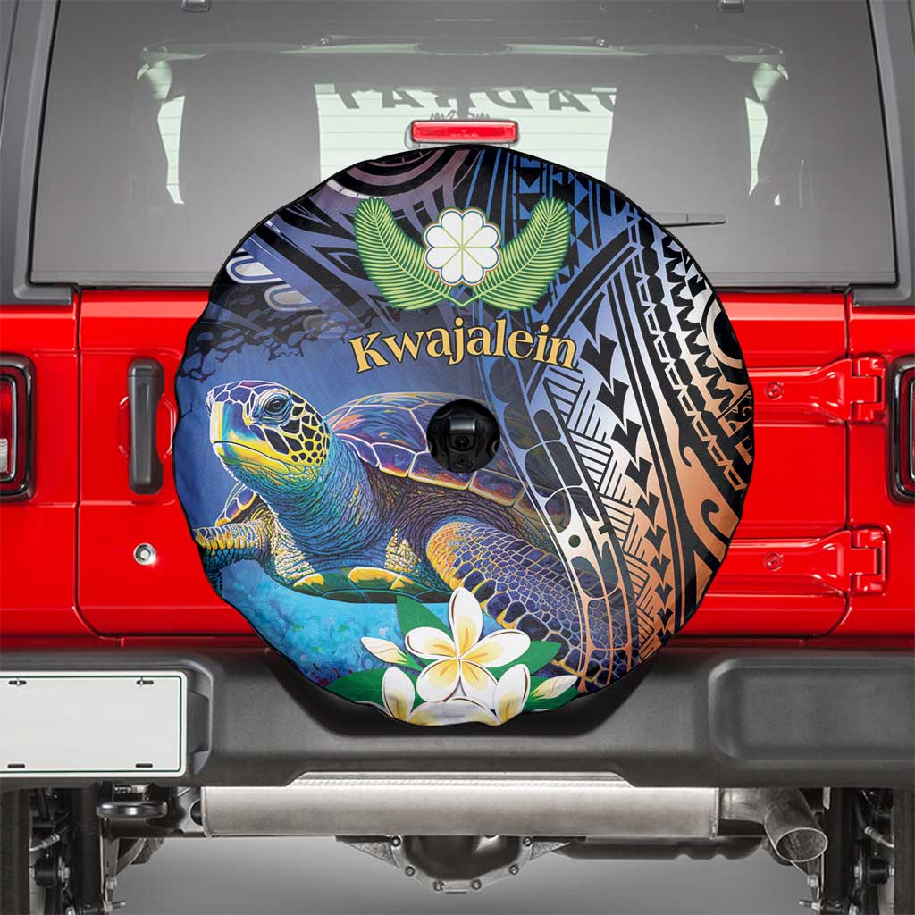Marshall Islands Kwajalein Atoll Spare Tire Cover Plumeria Sea Turtle with Polynesian Tribal