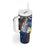 Marshall Islands Kwajalein Atoll Tumbler With Handle Plumeria Sea Turtle with Polynesian Tribal