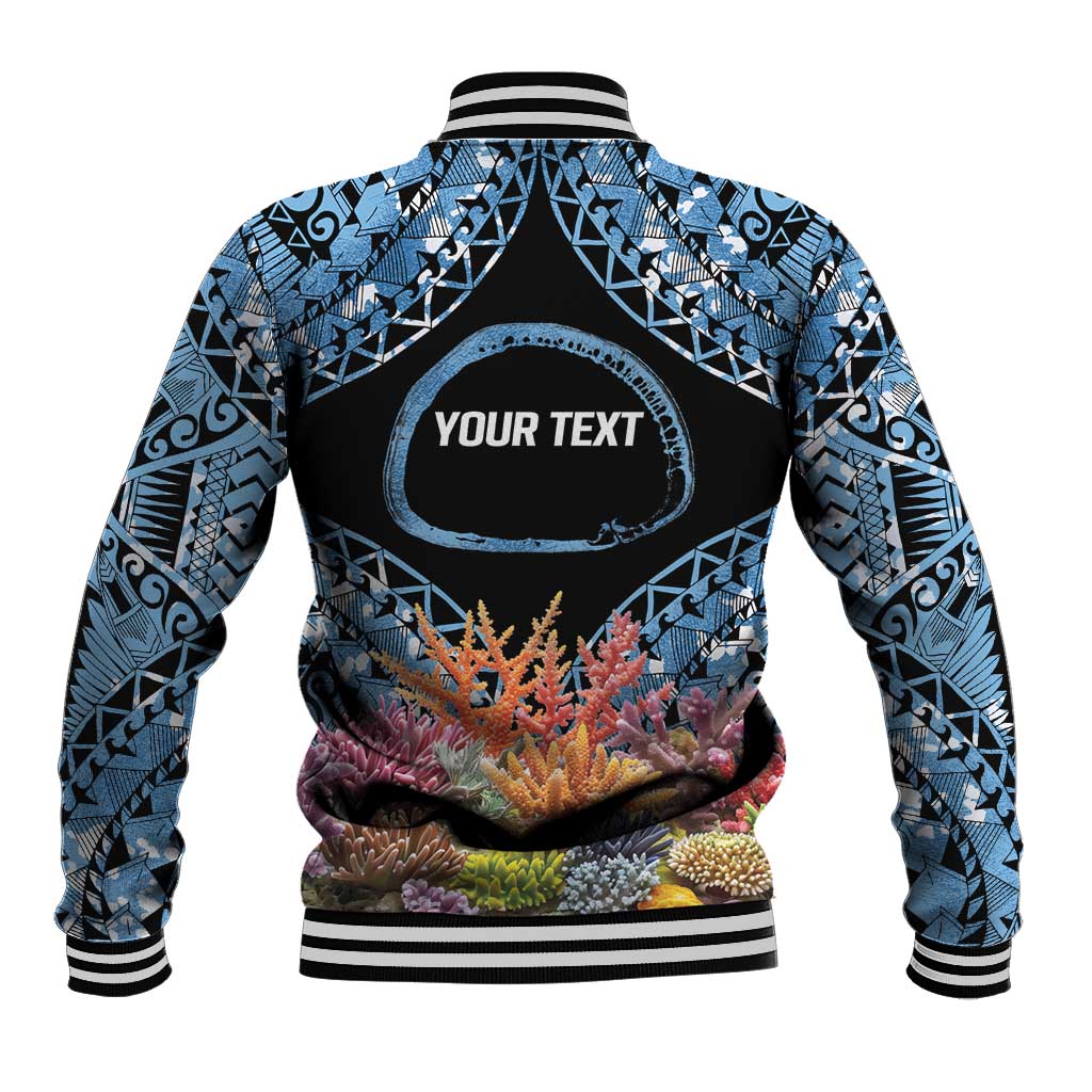 Personalised Nukuoro Micronesia Atoll Baseball Jacket with Pacific Coral Reef LT9 - Polynesian Pride