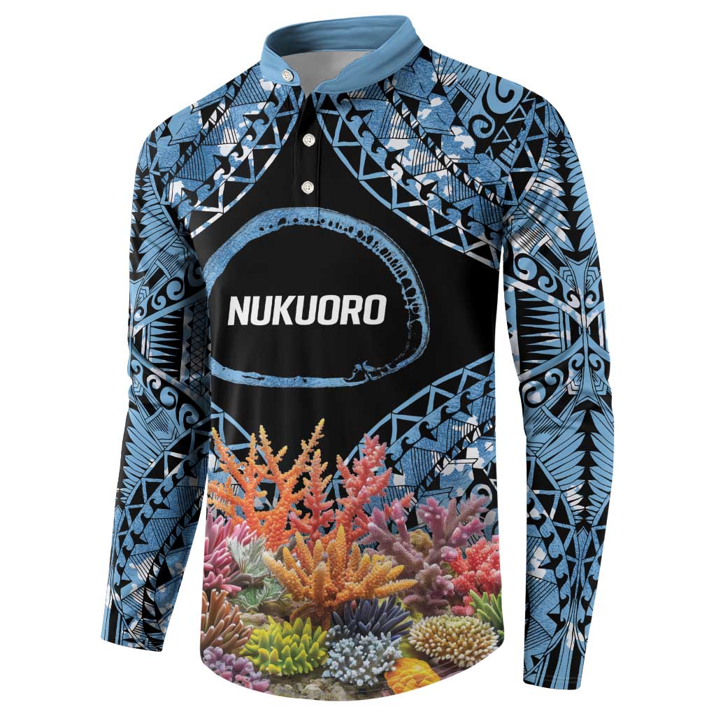 Personalised Nukuoro Micronesia Atoll Button Sweatshirt with Pacific Coral Reef LT9 - Polynesian Pride