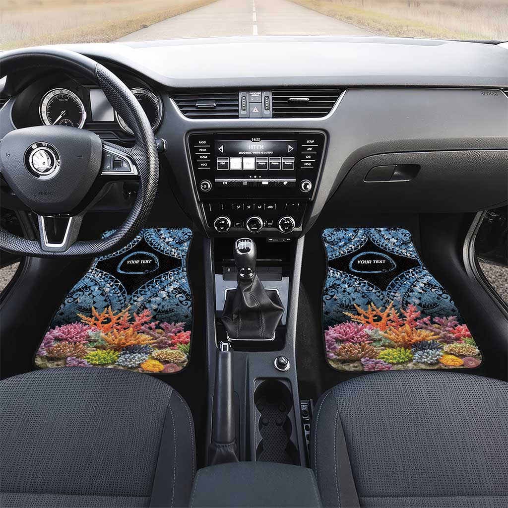 Personalised Nukuoro Micronesia Atoll Car Mats with Pacific Coral Reef LT9 Set 2pcs - Front Blue - Polynesian Pride