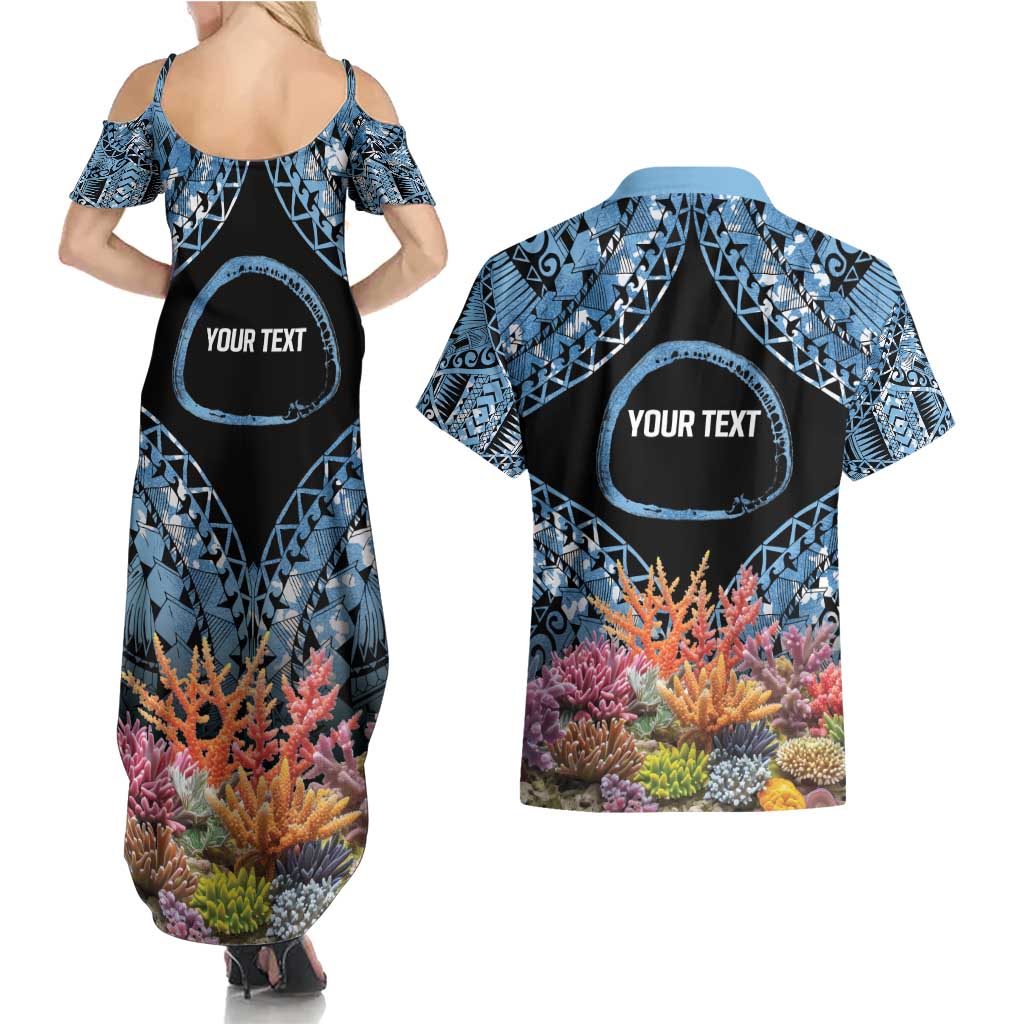 Personalised Nukuoro Micronesia Atoll Couples Matching Summer Maxi Dress and Hawaiian Shirt with Pacific Coral Reef LT9 - Polynesian Pride