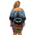 Personalised Nukuoro Micronesia Atoll Family Matching Off Shoulder Short Dress and Hawaiian Shirt with Pacific Coral Reef