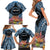 Personalised Nukuoro Micronesia Atoll Family Matching Short Sleeve Bodycon Dress and Hawaiian Shirt with Pacific Coral Reef