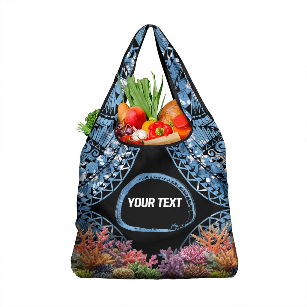 Personalised Nukuoro Micronesia Atoll Grocery Bag with Pacific Coral Reef LT9 1-pack One Size Blue - Polynesian Pride