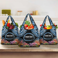 Personalised Nukuoro Micronesia Atoll Grocery Bag with Pacific Coral Reef LT9 3-pack One Size Blue - Polynesian Pride