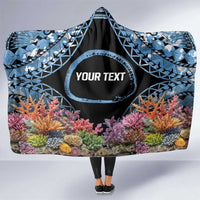 Personalised Nukuoro Micronesia Atoll Hooded Blanket with Pacific Coral Reef LT9 One Size Blue - Polynesian Pride