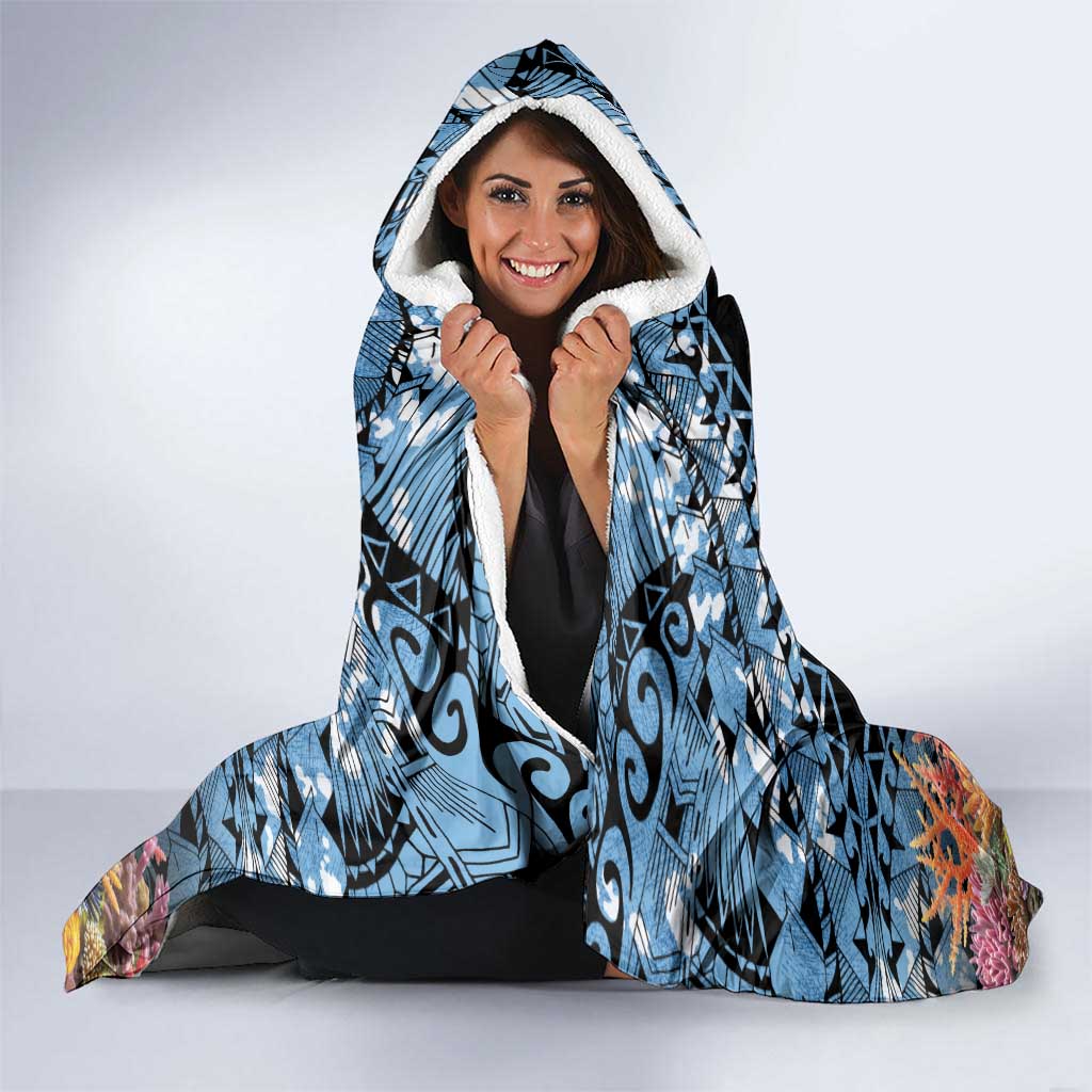 Personalised Nukuoro Micronesia Atoll Hooded Blanket with Pacific Coral Reef LT9 - Polynesian Pride