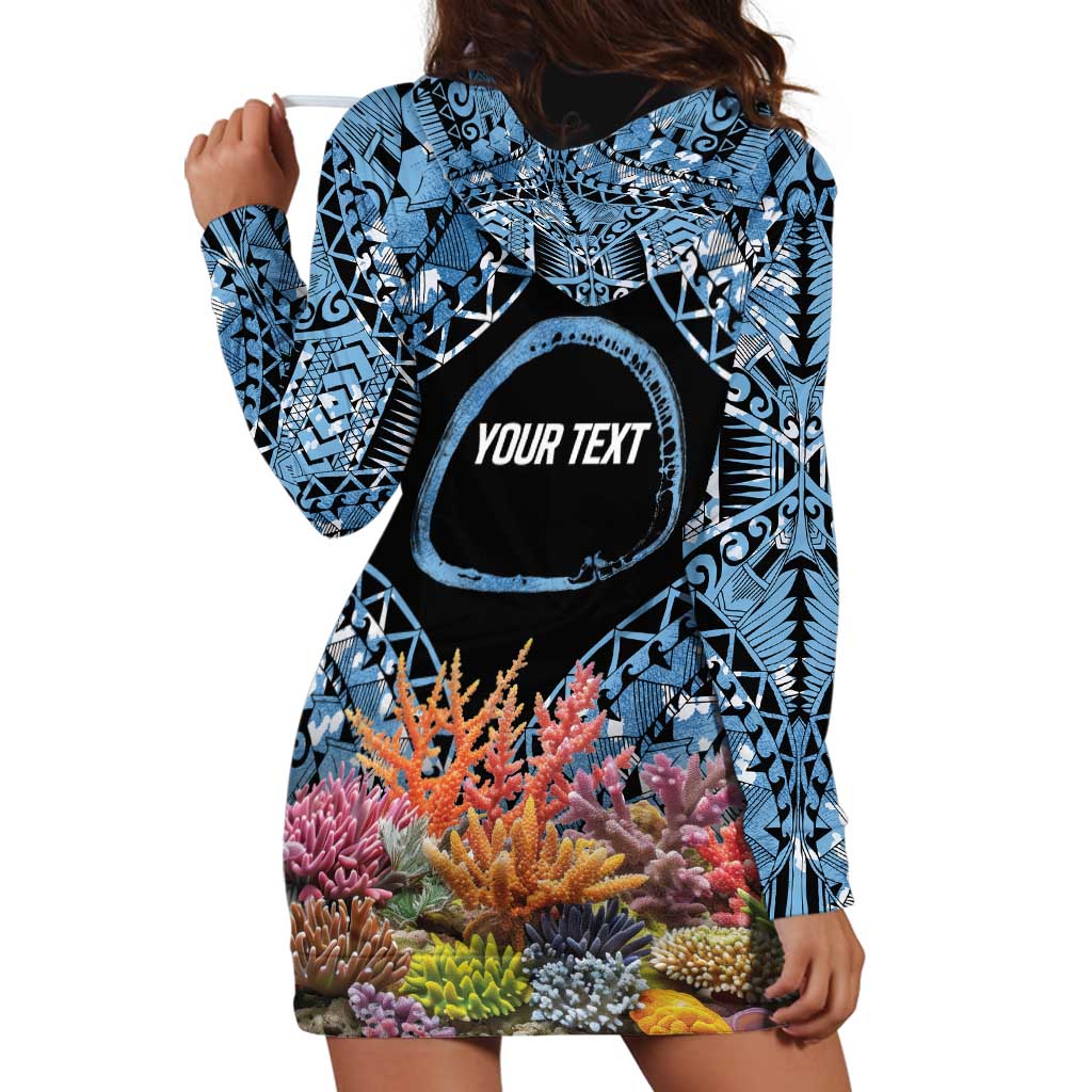 Personalised Nukuoro Micronesia Atoll Hoodie Dress with Pacific Coral Reef LT9 - Polynesian Pride
