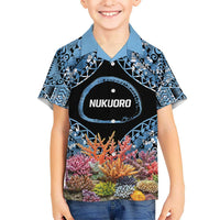 Personalised Nukuoro Micronesia Atoll Kid Hawaiian Shirt with Pacific Coral Reef