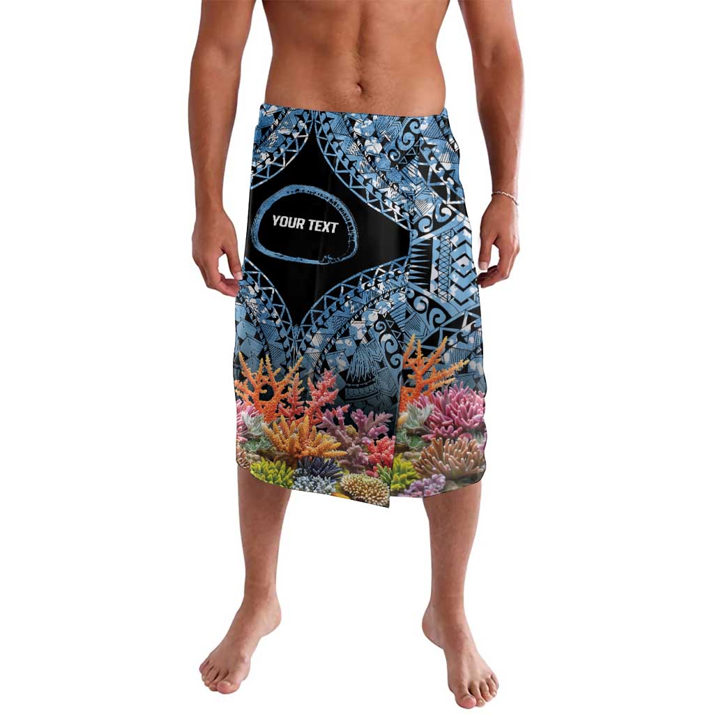 Personalised Nukuoro Micronesia Atoll Lavalava with Pacific Coral Reef LT9 Blue - Polynesian Pride